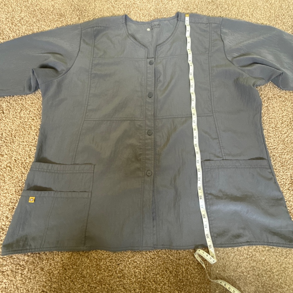Light Gray Button-Up Medical Scrubs Long Sleeve J… - image 2